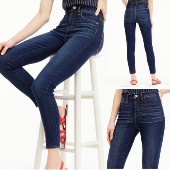 J.Crew Lookout High Rise Skinny Jeans Size 30 Dark Wash Stretch Denim - Picture 1 of 4